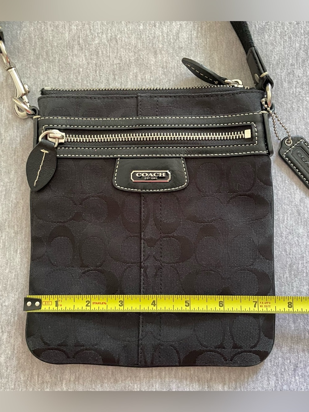 Coach Penelope Black Signature Crossbody Pouch with Zip Pocket